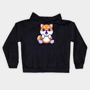 Cute Shiba Inu Dog Surprised Cartoon Kids Hoodie